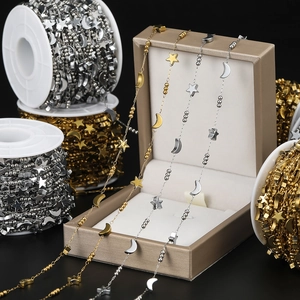Stainless Steel Heart Star Moon Charm Chain DIY Jewelry Making Accessories Vacuum Plated Gold Silver Metal Link Chain
