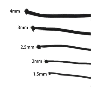 Tabla de tallas de cordones elásticos negros de 1,5mm a 4mm para joyería artesanal