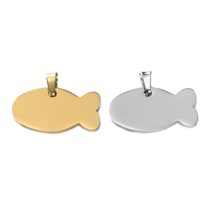 Polierte fischförmige Haustiermarken aus Edelstahl in Gold und Silber zum Gravieren