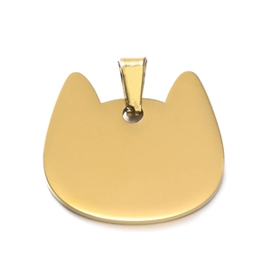 Polierte goldene Katzen-Edelstahl-Haustiermarke mit glänzendem Metallic-Finish