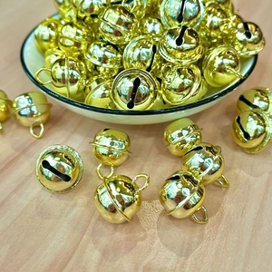 Mirror Polish Golden Metal Round Bell Cross Opening Pendant For DIY Christmas Tree Decoration Pet Collar Jewelry Accessories