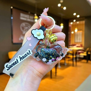 Dettaglio portachiavi a cuore con perline blu e targhetta rosa Sweet Heart