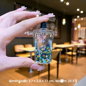 Porte-clés bouteille de sable iceberg perles noires lumineuses, 3.7x2.6x7.1cm 25.5g