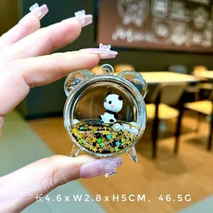 Nahaufnahme Panda Schüttel-Schlüsselanhänger mit Sternen und Perlen, 4,6x2,8x5cm