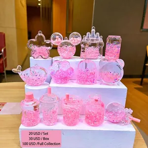 Pendentifs à paillettes roses de formes variées comme château pour porte-clés
