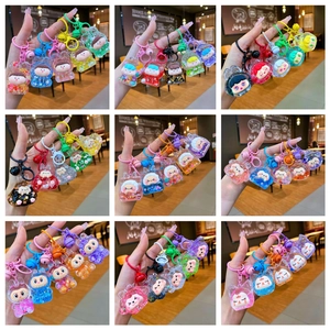 Acryl Flüssiger Treibsand Schlüsselanhänger Süß Cartoon Tier Schwimmende Glitzer Pailletten Tasche Anhänger Handgefertigter Schmuck Geschenk