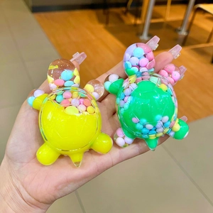 Creative turtle keychains with colorful macaron beads in yellow and green finishes