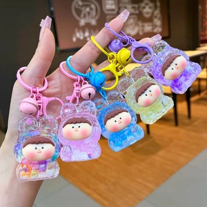 Luminous floating bottle bear keychain set with colorful charms for bags