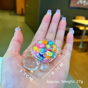 Luminous glitter turtle resin figurine with colorful beads for DIY desktop decoration
