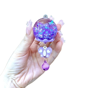 Cute purple luminous wind chime keychain with drifting sequins and butterfly pendant