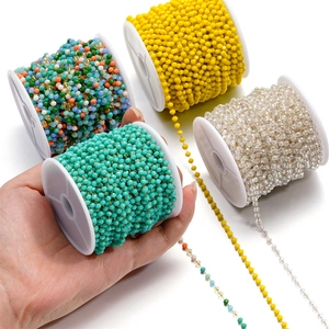 Stainless Steel Gold Silver Tone 3mm Crystal Bead Chain Roll For DIY Jewelry Making Bracelet Necklace Handmade Crafts Material