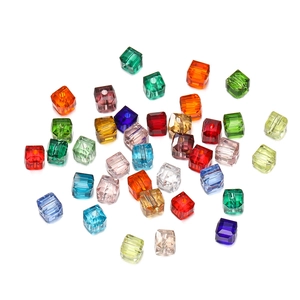 Close-up of 8mm faceted colorful crystal cube beads for DIY handmade jewelry crafts