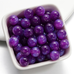Macro di perle in resina viola traslucida con glitter scintillanti per creazioni fai-da-te