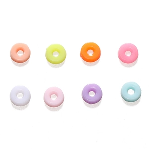 Set of 8 colorful resin donut spacer beads for DIY jewelry and phone charms