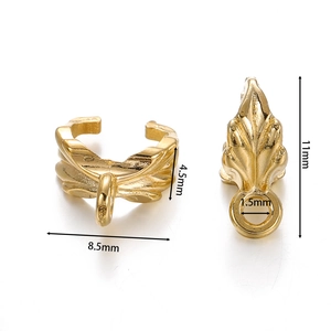 Golden alloy leaf pinch bails for DIY jewelry making with dimensions 8.5x11mm