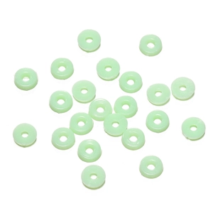 Detailed top view of light green flat round spacer beads for DIY jewelry making