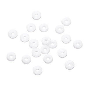 Close-up of smooth white resin disc spacer beads for DIY jewelry and necklaces