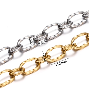 Polierte und gedrehte Edelstahl-Gliederkette in Gold und Silber für DIY-Schmuck