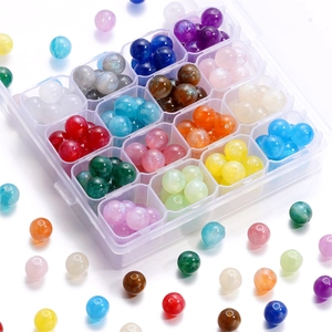 Perline colorate in resina glitterata con scatola da 15 scomparti per gioielli fai-da-te