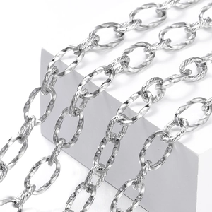 Poliertes Silber Edelstahl-Gliederkette für DIY-Schmuck mit ovalen Twist-Gliedern
