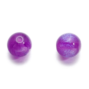 Macro di perle in resina sirena viola 8-12mm con glitter iridescenti e foro centrale