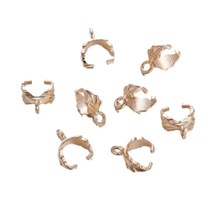 Golden alloy leaf-shaped pinch bails for DIY jewelry making and necklace pendants