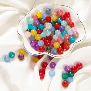 Perles en Verre Colorées de Type Jade Rondes Lisses Couleur Bonbon Perles d'Espacement en Vrac pour Bracelet Collier DIY Fabrication de Bijoux Artisanat