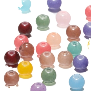 Perles en verre imitation jade colorées et translucides pour bijoux et bracelets DIY