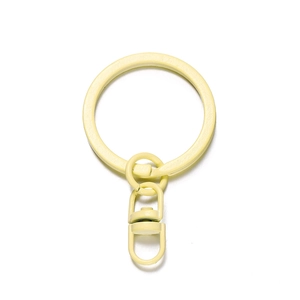 Detail of matte lemon yellow key ring with 8-shape buckle for DIY craft making