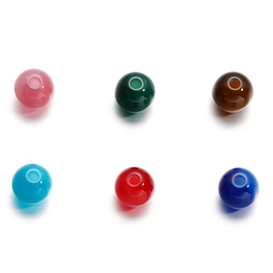 Close-up of 6mm resin cat eye beads in six vibrant colors for DIY jewelry making