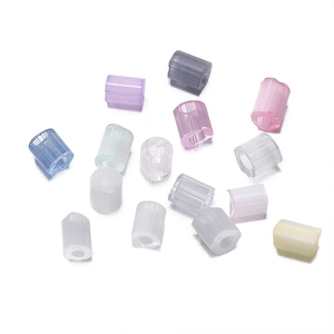 Detail of macaron color cylindrical faceted beads for DIY jewelry making material