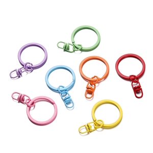 Colorful macaron paint metal keyring and lobster clasp set for creative DIY crafts