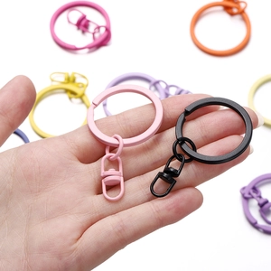 Colorful matte finish metal keychain rings with swivel lobster clasps for DIY crafts