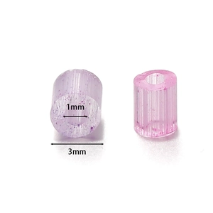 3mm Macaron lavender ribbed tube spacer beads with 1mm inner hole for DIY jewelry making