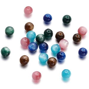 Colorful resin cat-eye beads with 1.5mm holes for DIY necklace and phone chain jewelry making