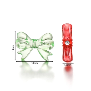 Transparent acrylic bow beads in green and red candy colors for DIY jewelry crafts