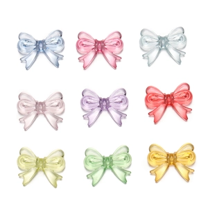 Colorful translucent acrylic bow beads for DIY crafts in nine candy-colored shades