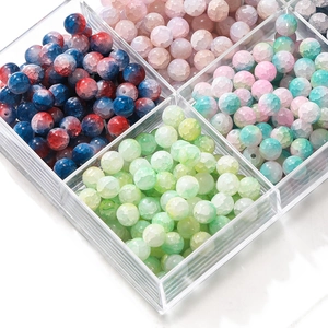 Macro shot of 10mm frosted ice cracked glass beads in various colors for DIY jewelry making