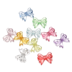 Colorful transparent acrylic bow beads in assorted candy colors for DIY jewelry making