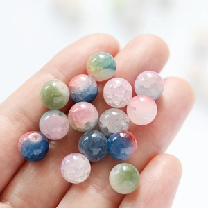 Mixed macaron color 10mm frosted ice crackle glass beads for DIY jewelry making