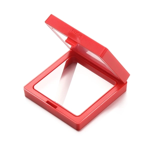 Red PE film floating jewelry box with push-to-open mechanism for anti-oxidation display