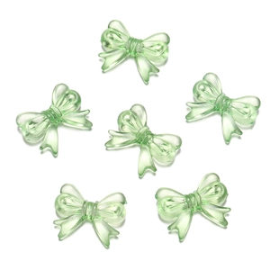 Set of six translucent light green acrylic bow beads for DIY jewelry and phone chain making