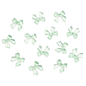 Translucent light green resin bow nail charms with an ice-like texture for DIY crafts