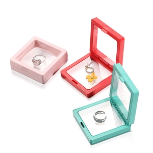 Three-color PE film jewelry suspension boxes showing open and closed storage states