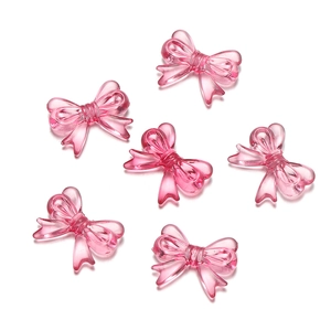 Translucent pink acrylic bow beads for DIY craft projects and phone charm accessories