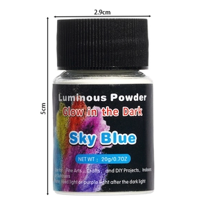 Sky blue long-lasting luminous powder in a 20g bottle for DIY crafts and art projects