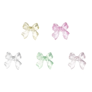 Colorful translucent resin bow accessories for DIY nail art and phone cases in five hues