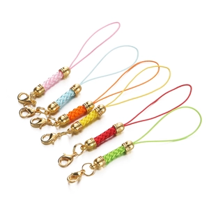 Colorful woven phone lanyards with gold lobster clasps in vibrant assorted colors