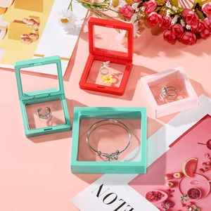 PE film jewelry display boxes in red, mint, and pink for dustproof necklace storage