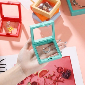 PE film floating jewelry display box for rings and earrings in various bright colors